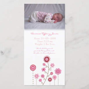 Baby Girl Birth Announcement Photo Card Template