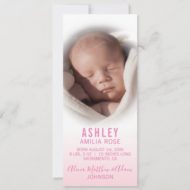 Baby Girl Birth Announcement Poem | PHOTO (Front)