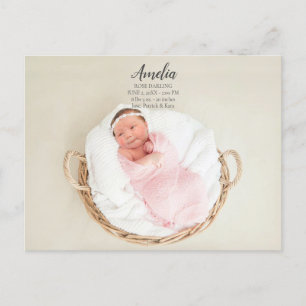 Baby Girl Birth Announcement Postcard