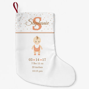 Baby Girl Birth Announcement Small Christmas Stocking
