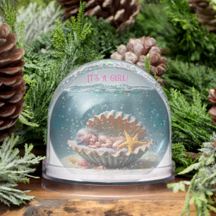 Baby Girl Birth Announcement Snowglobe