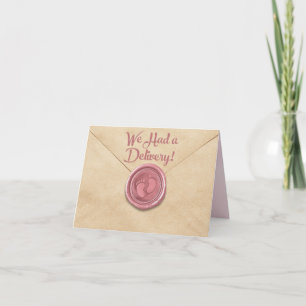 Baby Girl Birth Folded Announcement Card