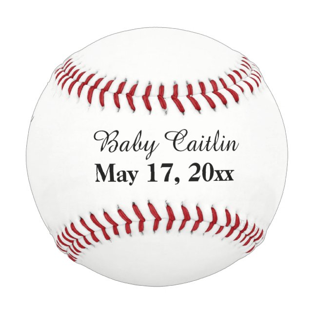 Baby Girl Birth Stats Keepsake Baseball (Front)