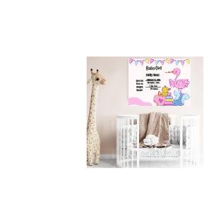 Baby Girl Birth Stats Nursery Wall Art