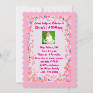 Baby Girl Birthday Invitation