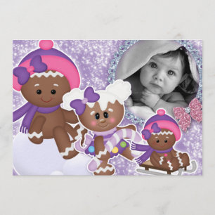 Baby Girl Birthday Party Christmas Gingerbread Invitation