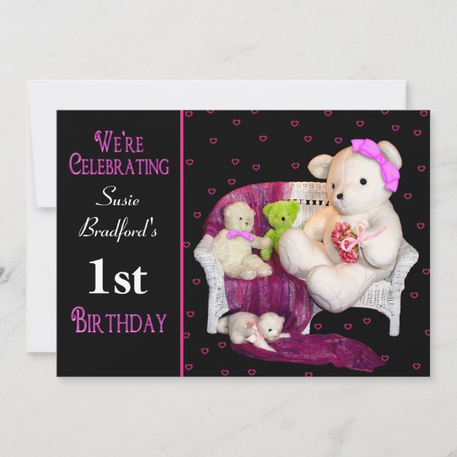 Baby Girl Birthday Party Invittion, Insert  Age Invitation (Front)