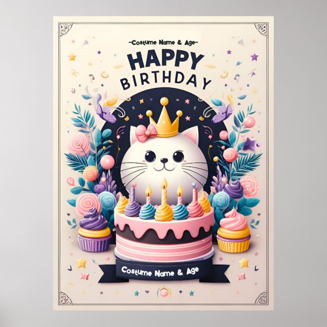 Baby Girl Birthday Poster (Front)