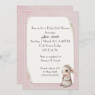 Baby Girl Boho Bunny Baby Shower Invitation