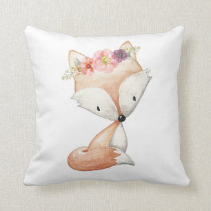 Baby Girl Boho Fox Woodland Floral Nursery Pillow