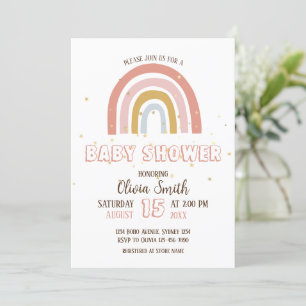 Baby Girl Boho Rainbow Baby Shower Invitation