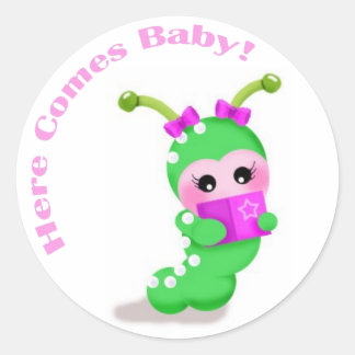 Baby Girl Bookworm Classic Round Sticker