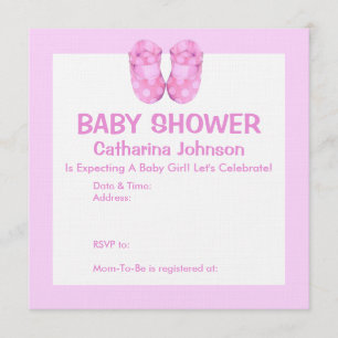 Baby Girl Booties Baby Shower Invitation