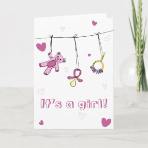 Baby girl born "it's a girl!" celebration card