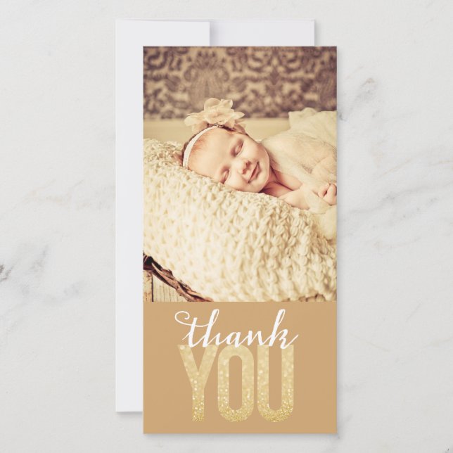 Baby Girl Boy Thank You Photo Card (Front)