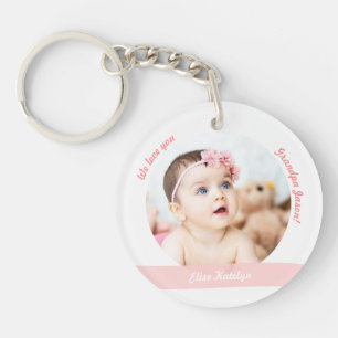 Baby Girl Boy Twins 2 Photos Names Grandpa Modern Key Ring