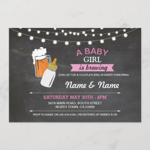 Baby Girl Brewing Shower Beers Pink Chalk Invite