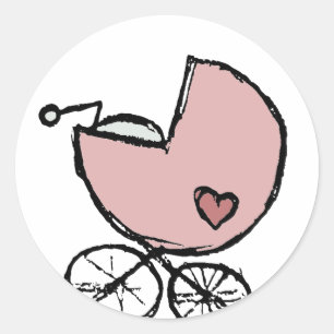 Baby girl buggy - baby crossing classic round sticker