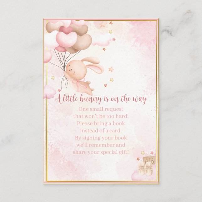 Baby Girl Bunny Baby Shower Books for baby Enclosure Card (Front)