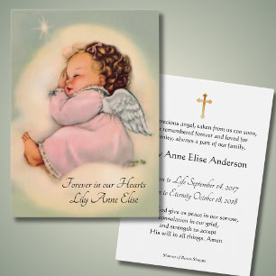 Baby Girl Catholic Funeral Memorial Holy Card -