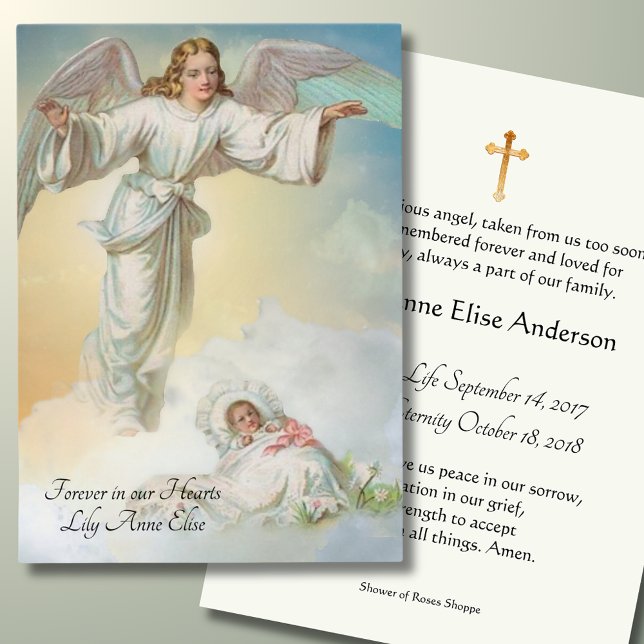 Baby Girl Catholic Funeral Memorial Holy Card - (Creator Uploaded)