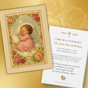 Baby Girl Catholic Funeral Memorial Holy Card -