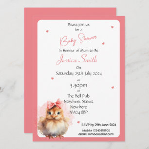 Baby Girl Chick Baby Shower Invitation