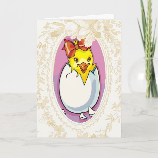 Baby Girl Chick Easter Card (Front)