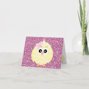Baby Girl Chicks Pink Faux Glitter Holiday Card