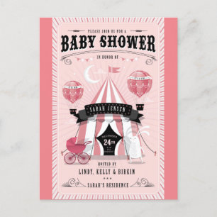 Baby Girl Circus Baby Shower Invitation