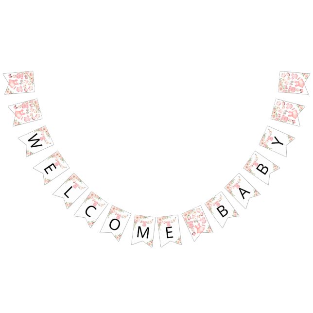 Baby girl clothes baby shower Bunting Flags (All)