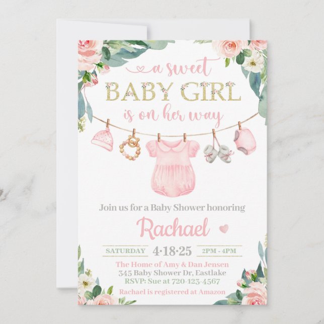 Baby Girl Clothes Baby Shower Invitation (Front)
