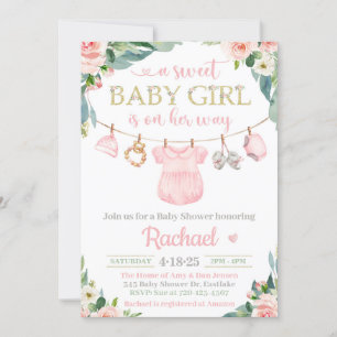 Baby Girl Clothes Baby Shower Invitation