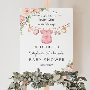 Baby girl clothes baby shower welcome sign