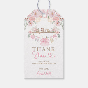 Baby Girl Clothes Pink Floral Nursery Thank You Gift Tags