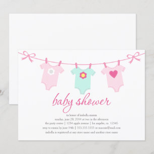Baby Girl Clothes Pink Invitation