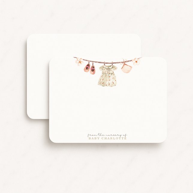 Baby Girl Clothesline Nursery Note Card (Creator Uploaded)