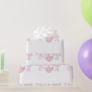 Baby Girl Clothesline Wrapping Paper