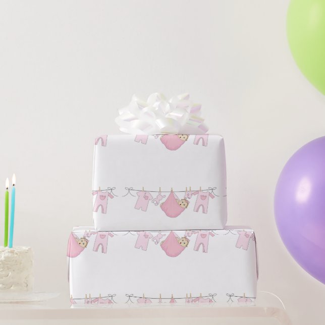 Baby Girl Clothesline Wrapping Paper (Party Gifts)