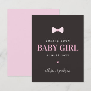 Baby Girl Coming Soon Pink Pregnancy Announcement