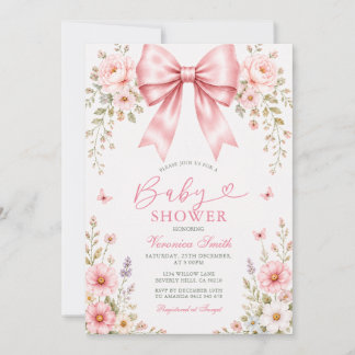 Baby girl Coquette Baby SHOWER Floral Invitation