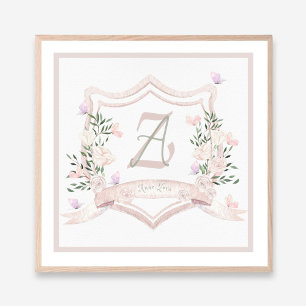 Baby Girl Crest Monogram Wall Print