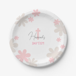Baby Girl Cute Baptism Christening Paper Plates