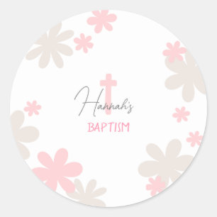 Baby Girl Cute Baptism Table Confetti Sticker  