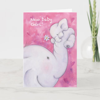 Baby Girl, Cute Elephant Mother and Baby Card