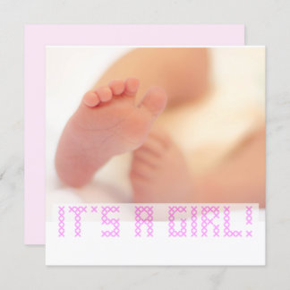 Baby Girl Cute Feet Birth Announcement