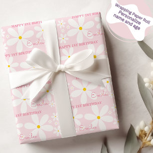 Baby Girl Daisy Flower (Pink) Wrapping Paper