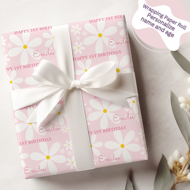 Baby Girl Daisy Flower (Pink) Wrapping Paper (Creator Uploaded)
