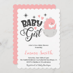 Baby Girl Dinosaur Baby Shower Invitation