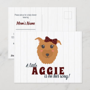 Baby Girl Dog Maroon Baby Shower Invitation  Postcard